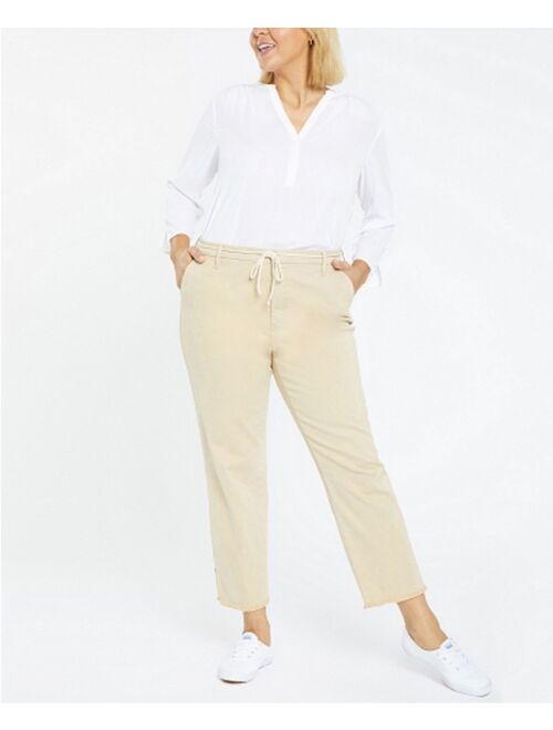 NYDJ Plus Size Relaxed Trouser Pant with Frayed Hems and Cord Belt