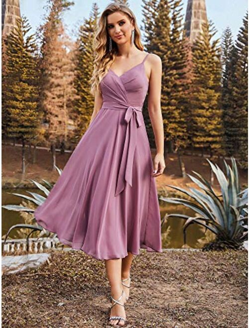 Ever-Pretty Women's Spaghetti Straps Sleeveless V-Neck Chiffon Bridesmaid Dresses 3127