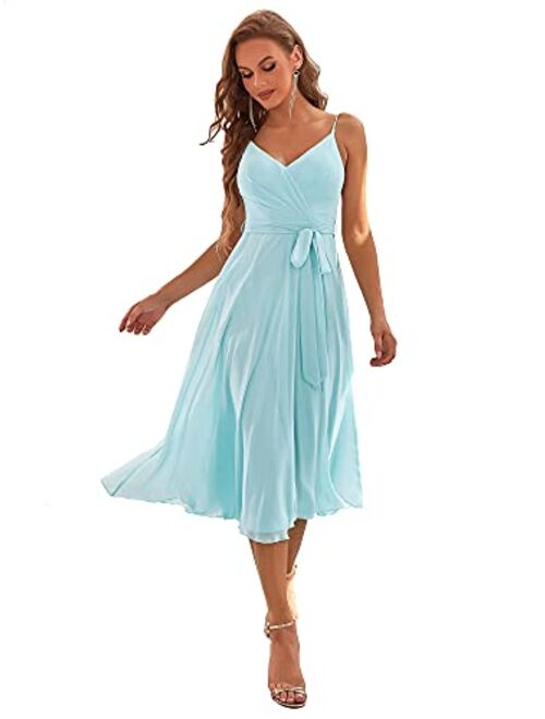 Ever-Pretty Women's Spaghetti Straps Sleeveless V-Neck Chiffon Bridesmaid Dresses 3127