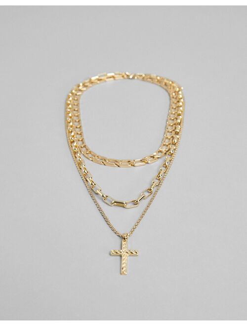 Bershka layered chain necklace in gold