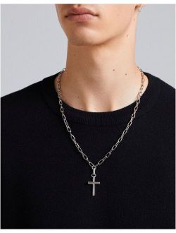 double layer cross necklace in silver
