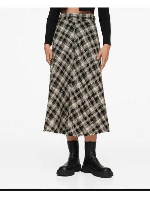 MANGO Women's Check Cotton Skirt