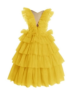 Tianzhihe Layers Flower Girl Dress for Wedding Ball Gown Kid's Pageant Dress Long Puffy Child Prom Party Gown