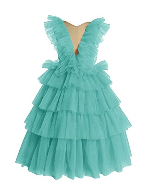 Tianzhihe Layers Flower Girl Dress for Wedding Ball Gown Kid's Pageant Dress Long Puffy Child Prom Party Gown