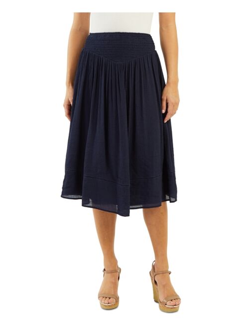 BCX Juniors' Smocked- Yoke Waist Midi Skirt