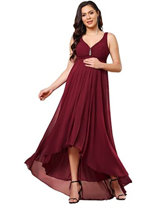 Ever-Pretty Women's High-Low Sleeveless Crystal V-Neck Chiffon Maternity Evening Party Dress 20798