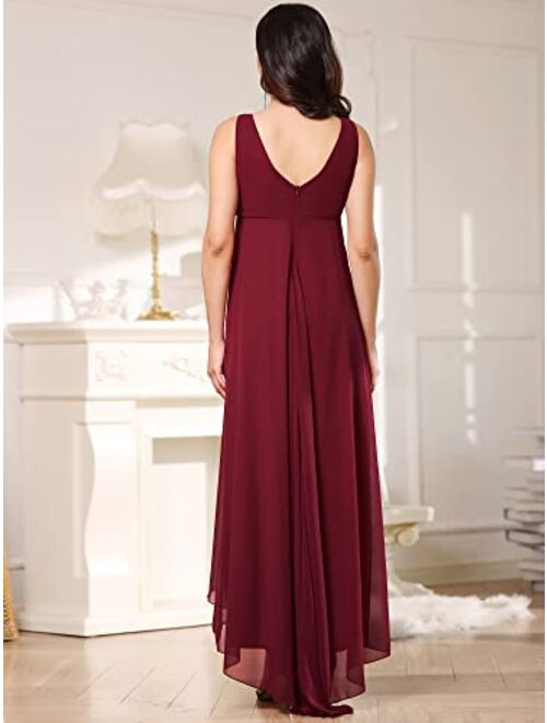 Ever-Pretty Women's High-Low Sleeveless Crystal V-Neck Chiffon Maternity Evening Party Dress 20798