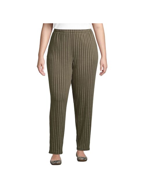 Plus Size Lands' End Sport Knit High Rise Jacquard Pull-On Pants