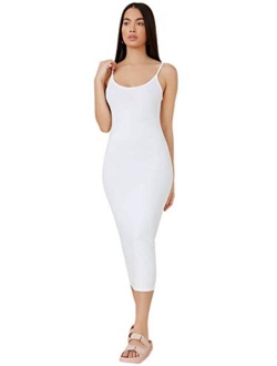 Women's Sleeveless Strappy Bodycon Pencil Plain Casual Long Maxi Cami Dress