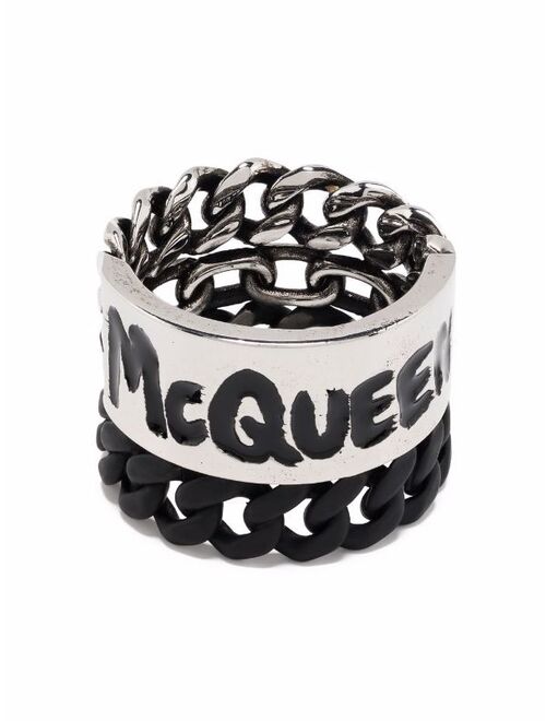 Alexander McQueen graffiti curb chain ring