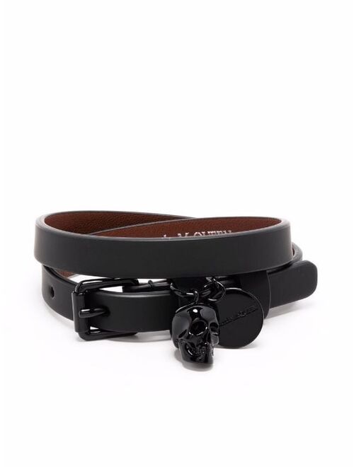 Alexander McQueen leather skull charm bracelet