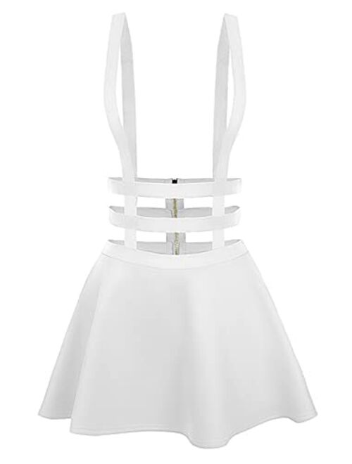 Urban CoCo Womens Elastic Waist Pleated Short Braces Skirt