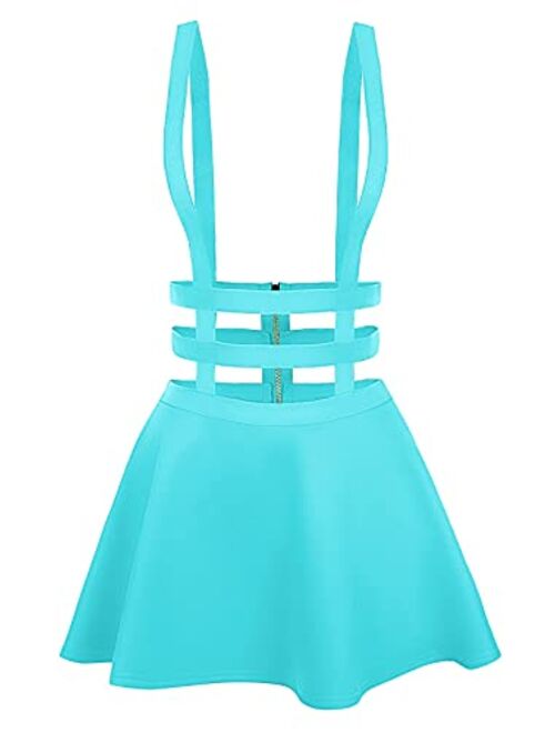 Urban CoCo Womens Elastic Waist Pleated Short Braces Skirt