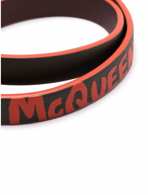 Alexander McQueen reversible skull-charm leather bracelet