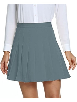 Women's Pleated Skirt High Waisted Skater Tennis School Uniform Skirt