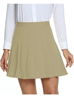 Women's Pleated Skirt High Waisted Skater Tennis School Uniform Skirt