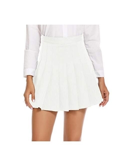 Women's Pleated Skirt High Waisted Skater Tennis School Uniform Skirt