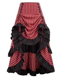 Vintage Striped Victorian High Low Skirt Steampunk Style Falda