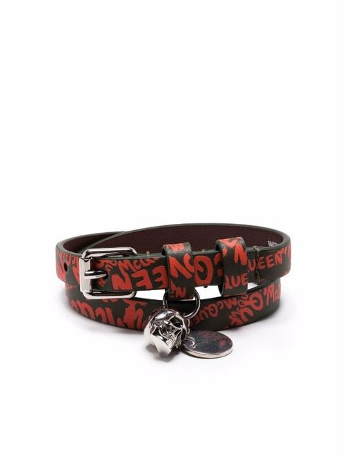 Alexander McQueen logo-print leather bracelet