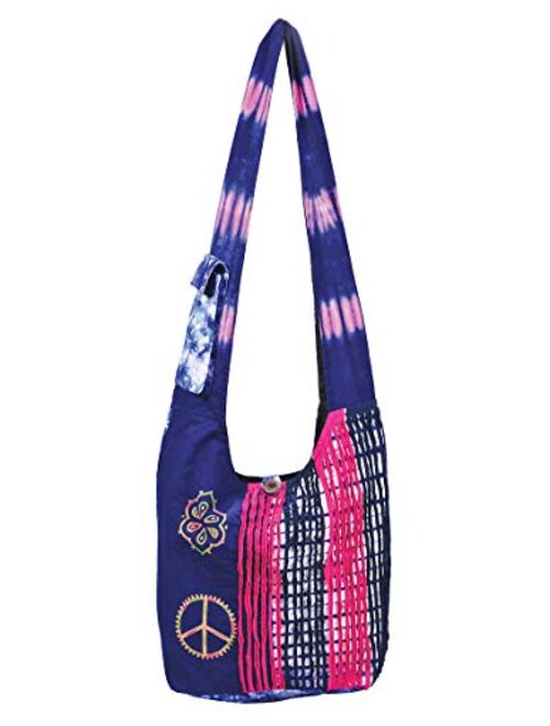 The Collection Royal Patchwork Cotton Sling Crossbody Shoulder Hobo Bag Hippie Boho Bohemian