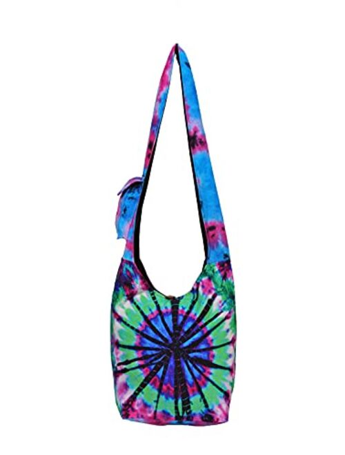 The Collection Royal Tie Dye Cotton Sling Crossbody Shoulder Graphic Hobo Bag