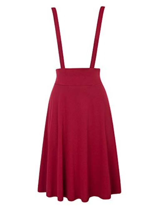 Belle Poque Women's Vintage Overall High Waist A-Line Suspender Skirt Pleated Pinafore Dress