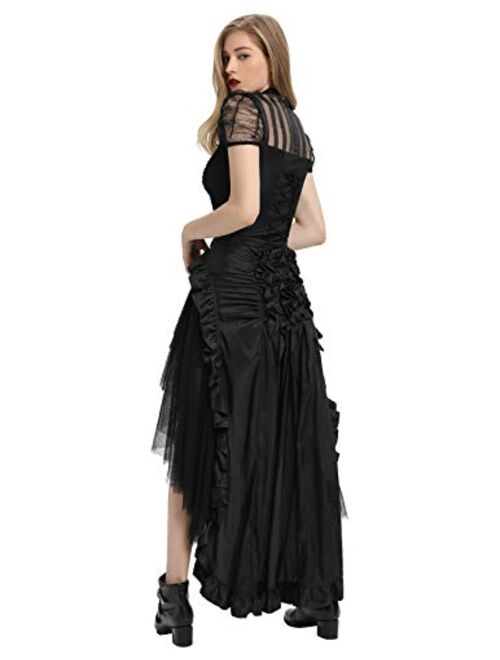 Belle Poque Women's Steampunk Gothic Wrap Skirt Victorian Ruffles Pirate Skirt