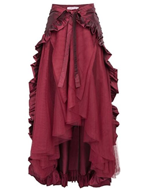 Belle Poque Women's Steampunk Gothic Wrap Skirt Victorian Ruffles Pirate Skirt