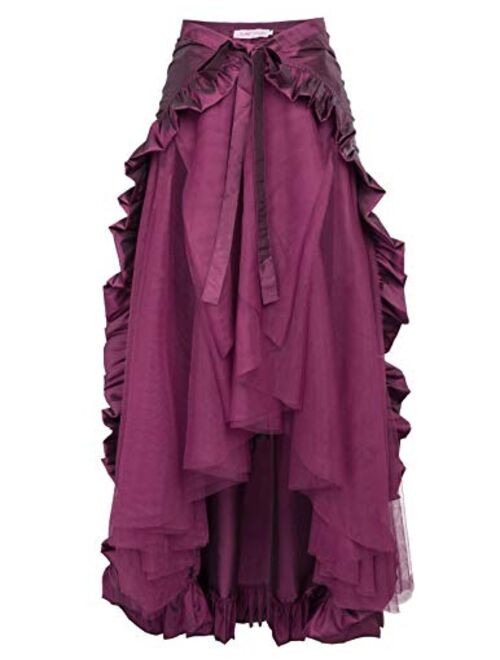 Belle Poque Women's Steampunk Gothic Wrap Skirt Victorian Ruffles Pirate Skirt