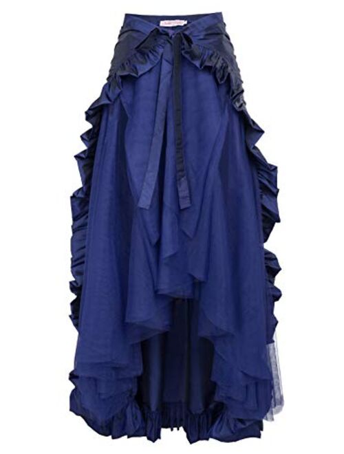 Belle Poque Women's Steampunk Gothic Wrap Skirt Victorian Ruffles Pirate Skirt