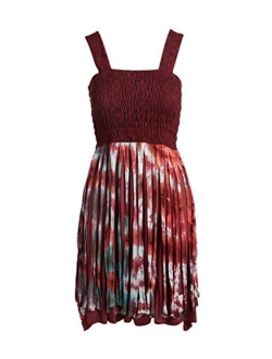 THE COLLECTION ROYAL Tie Dye Sleeveless Dress with Fringe Overlay