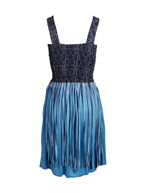 THE COLLECTION ROYAL Tie Dye Sleeveless Dress with Fringe Overlay