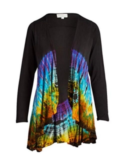 THE COLLECTION ROYAL Tie Dye Hi Low Open Cardigan