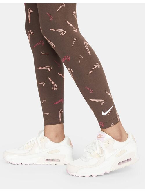 Nike Dance Pack high-rise all over print leggings in dark brown