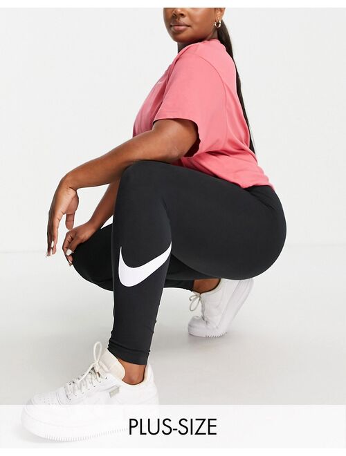 Nike Plus Swoosh mid rise leggings in black