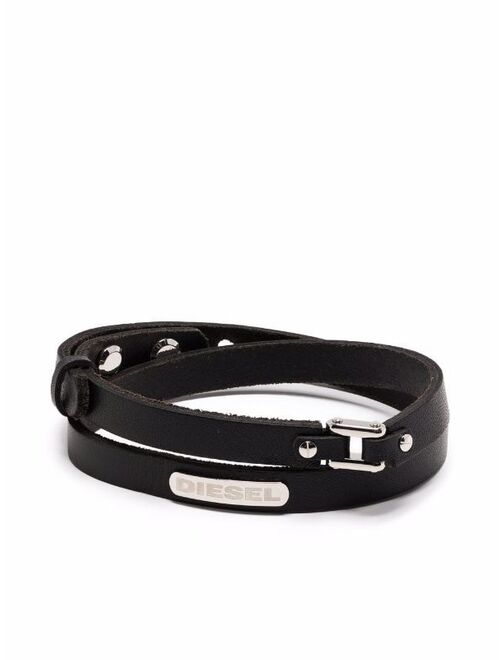 Diesel logo-plaque leather bracelet