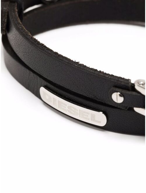 Diesel logo-plaque leather bracelet