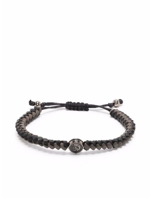 Diesel logo-charm braided bracelet