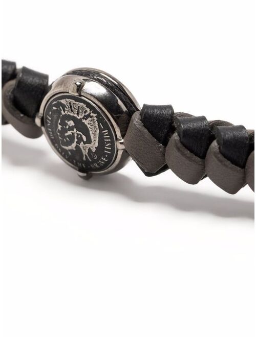 Diesel logo-charm braided bracelet