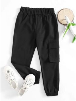 Toddler Boys Side Flap Pocket Solid Cargo Pants