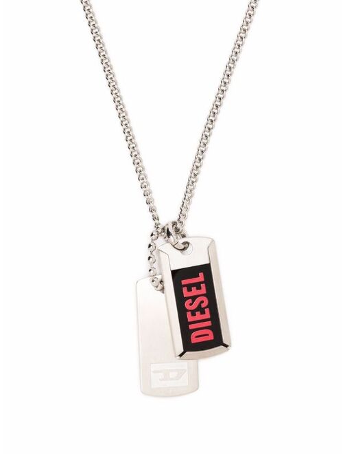 Diesel double dog-tag logo necklace