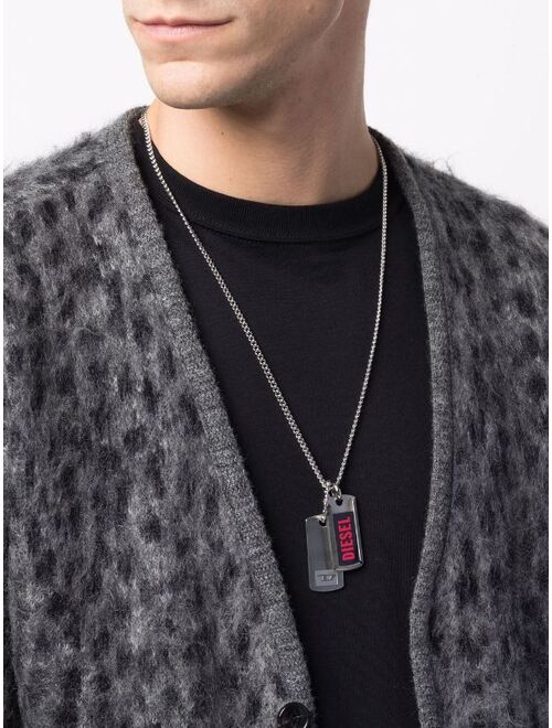 Diesel double dog-tag logo necklace