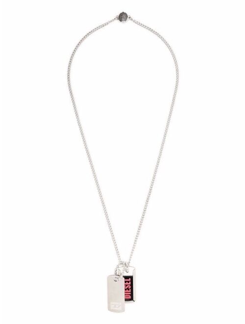 Diesel double dog-tag logo necklace