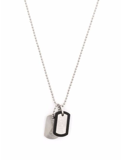 Diesel dog-tag beaded necklace