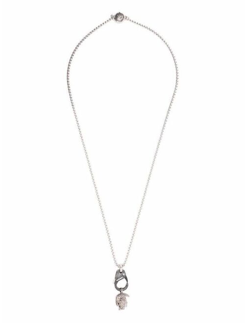 Diesel logo-pendant beaded necklace