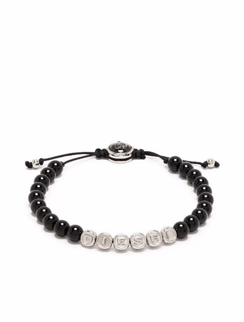 Diesel logo-bead drawstring bracelet