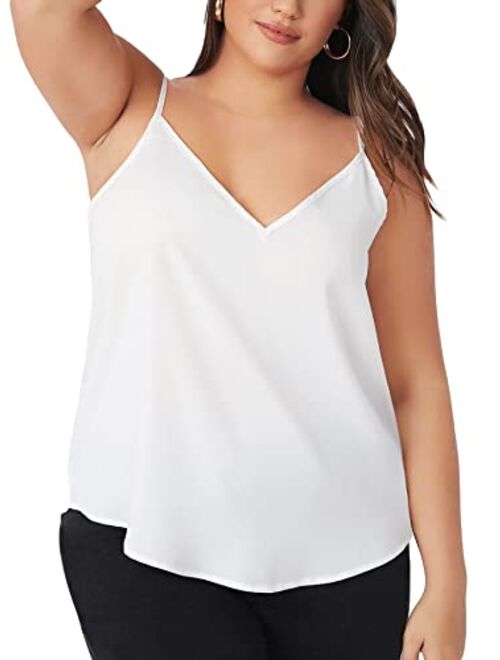 SheIn Women's Sleeveless Twist Front Wrap Cami Tank Top with Spaghetti Strap Tee