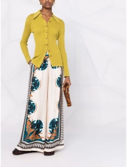 Place placed-print palazzo trousers
