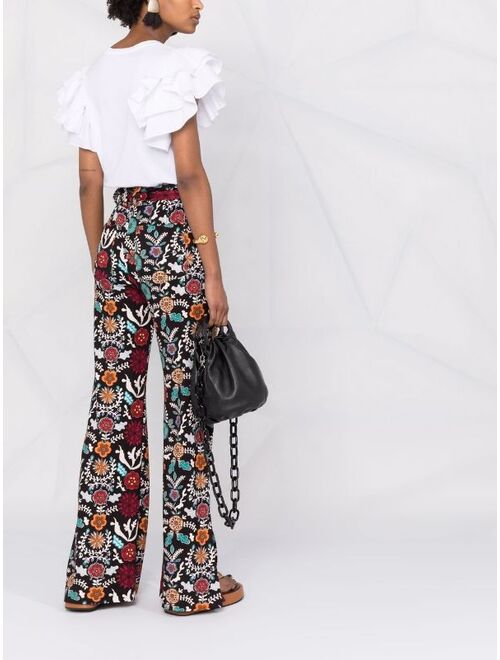 La DoubleJ tie-waist flared trousers