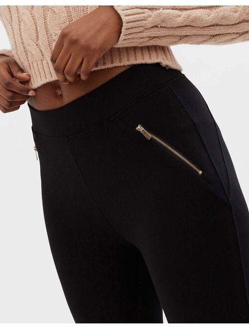 New Look zip detail high waist legging in black